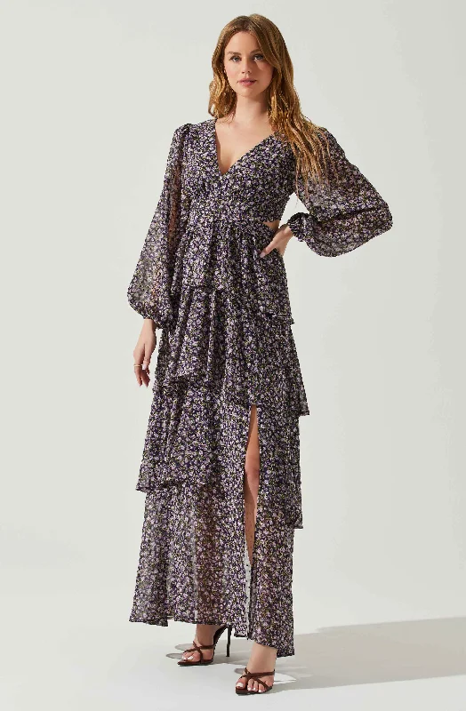 Formal dresses with chiffon overlay for light and airy feel-Anora Floral Tiered Maxi Dress