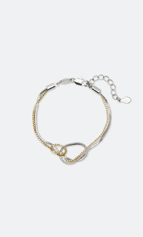 Beautiful formal dresses for special events-DUAL CHAIN KNOT BRACELET - GOLD/SILVER