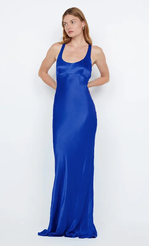 Chic formal dresses for cocktail parties-MAXINA CROSSOVER DRESS - MEDITERRANEAN BLUE