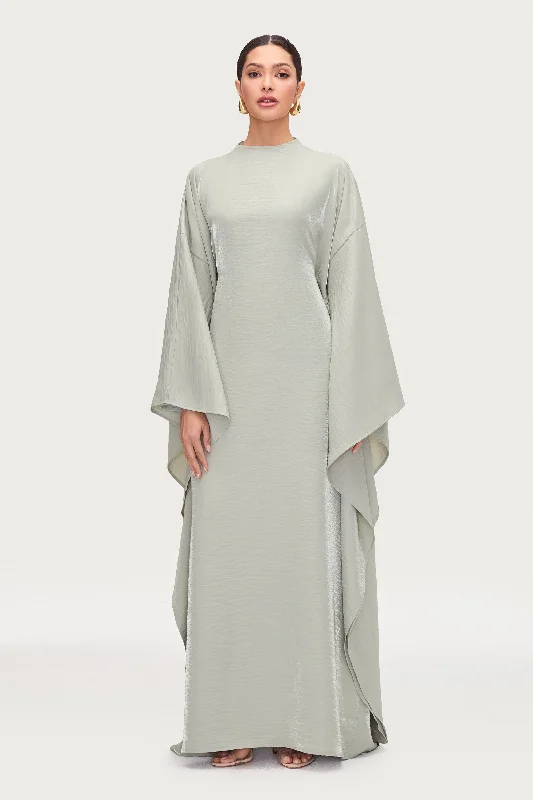 Formal dresses with delicate beadwork for refined glamour-Alia Butterfly Inner Tie Abaya Dress - Pistachio