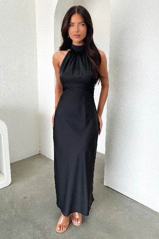 Formal dresses for winter weddings and events-Daphne Dress - Black