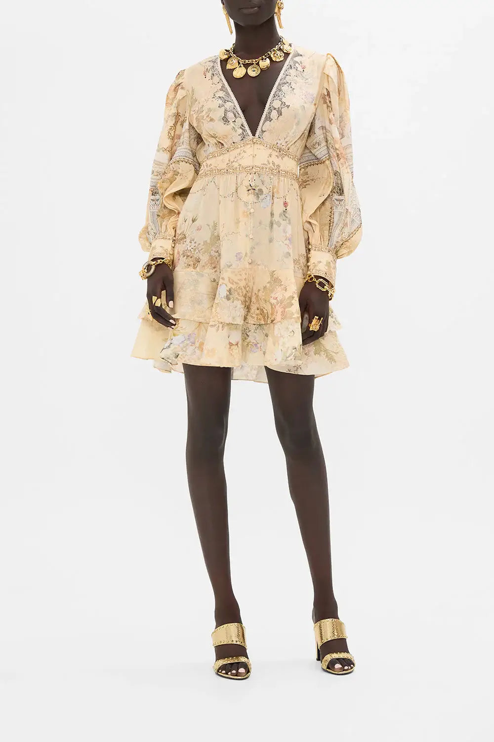 Button Front Dress for effortless fashion style-Button Front Frill Dress in Antiquity