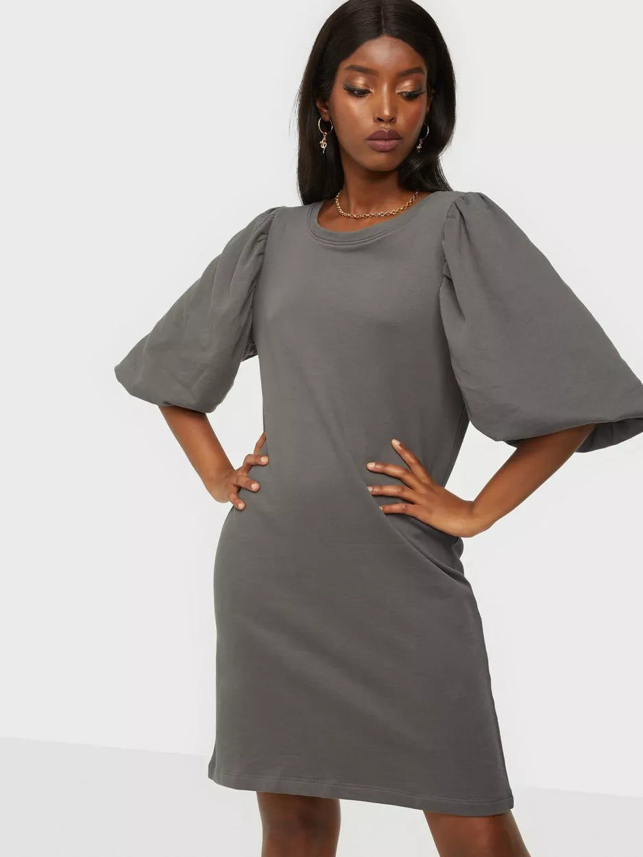 Feminine puff sleeve dress for evening occasions-Gia Puff Sweat Dress