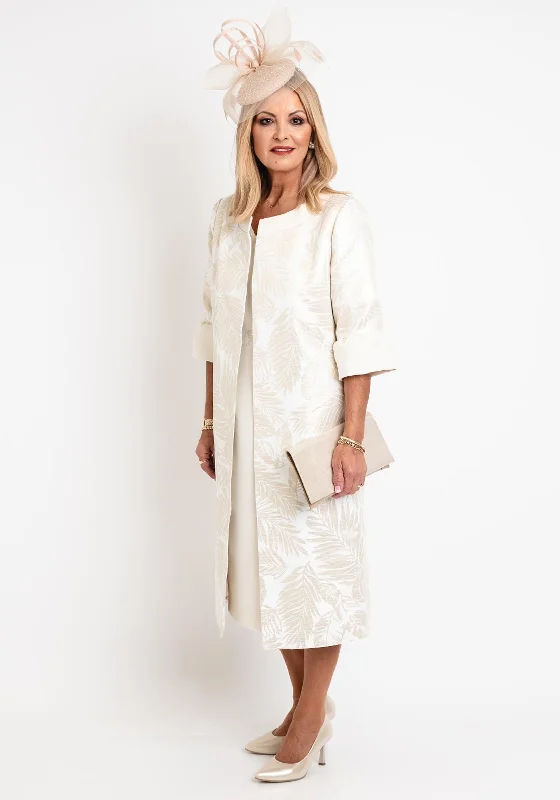 How to style all-over print dress-Ophelia Melita Leaf Print Dress & Jacket Set, Gold