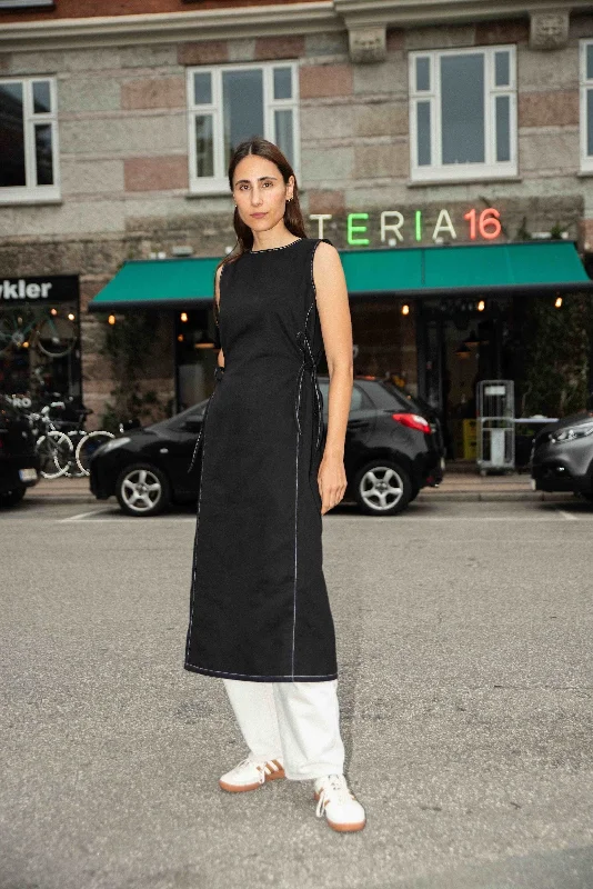 Puff sleeve dress with A-line fit for comfort-Puff and Pencil Panel Dress
