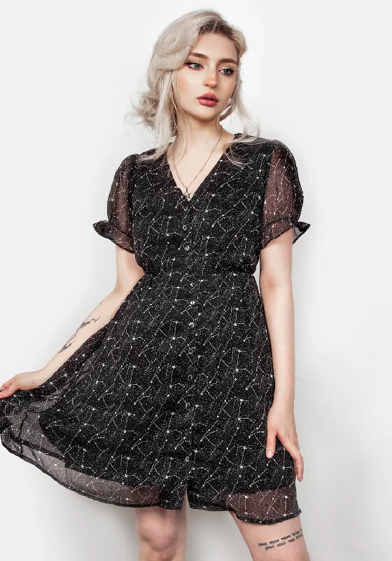 Elegant Button Front Dress for evening wear-Spectral Button Up Dress