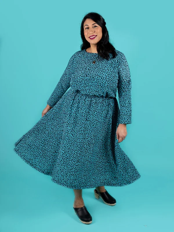 Button Front Dress with subtle pleats for texture-Tilly and The Buttons Lotta Dress Pattern