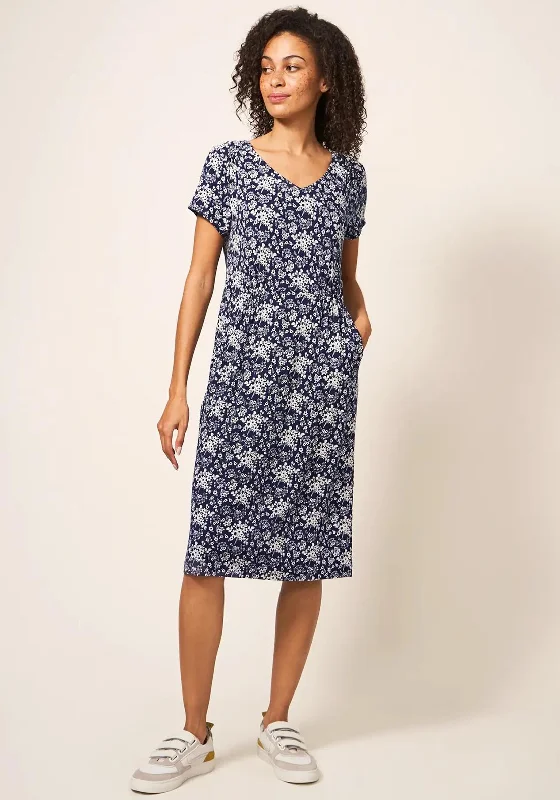 All-over print dresses for evening events-White Stuff Tallie Print Jersey Dress, Navy All-over print dresses for evening events-White Stuff Tallie Print Jersey Dress, Navy