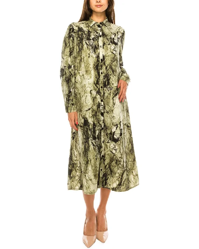 Button Front Dress for beach or poolside fun-YAL New York Printed Button Down Dress