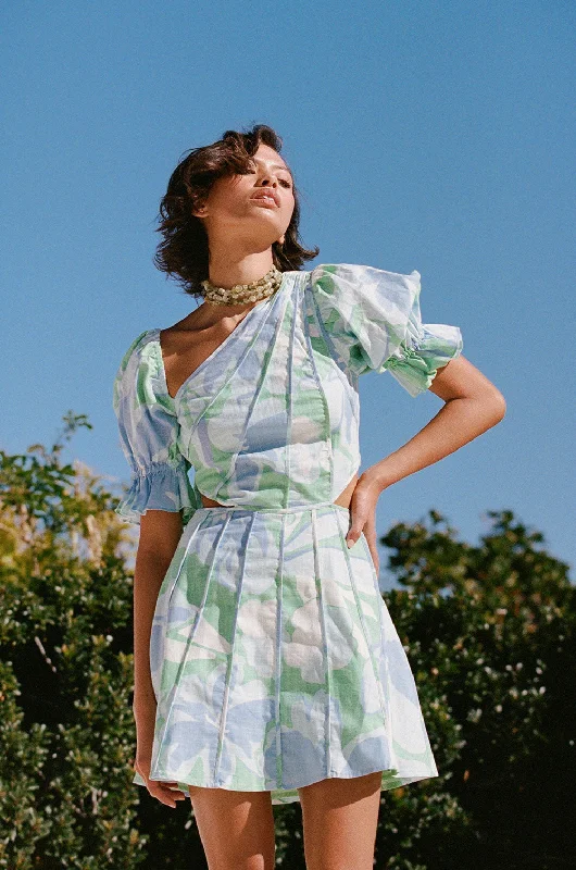 Puff sleeve dress with puff shoulders for drama-Jonty Puff Dress - Spring Petals