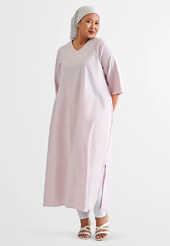 V Neck Dress with soft, breathable fabric-Carla V-neck Flowy Linen Dress