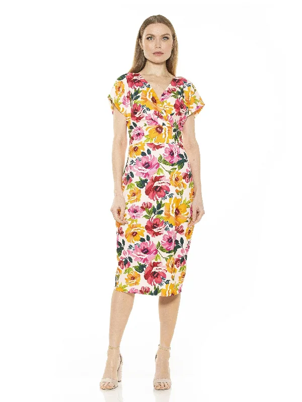 V Neck Dress with floral motifs for a feminine look-Naomi V Neck Dress