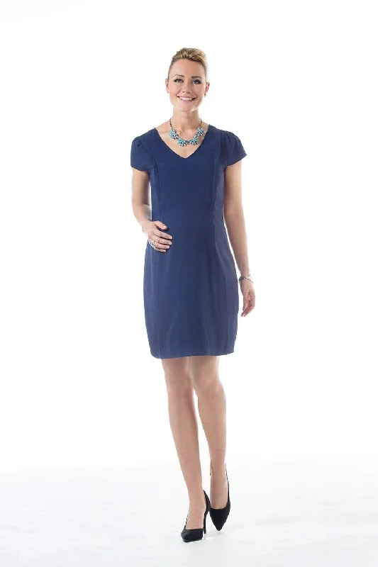 V Neck Dress with tie-waist for comfort-Candela V-Neck Dress Blue Riverside